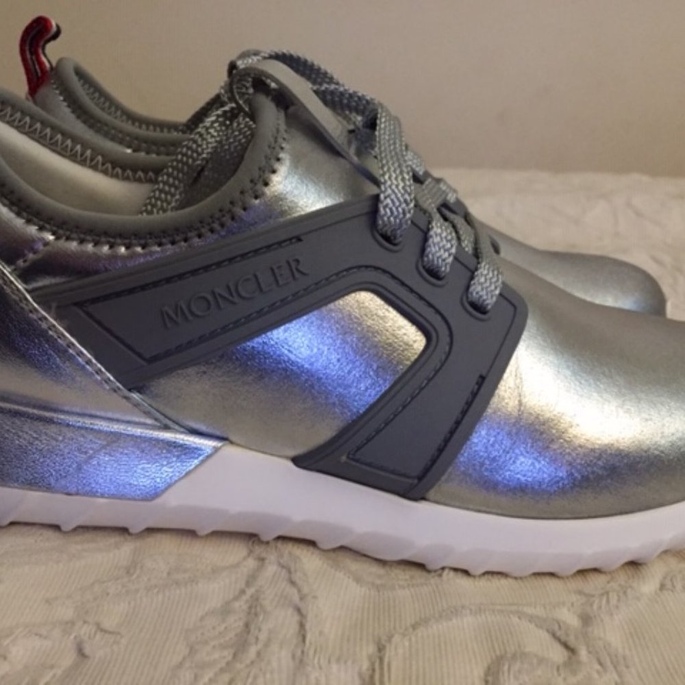 New Authentic Moncler Women Sneakers Meline Silver Gray Size EU 36